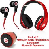Pack of 3 Monster Beats by Dr  Dre Studio