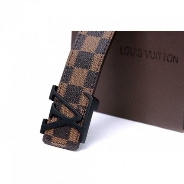 Louis Vuitton Belt Initiales Damier Mini Moka in Suede/Calfskin