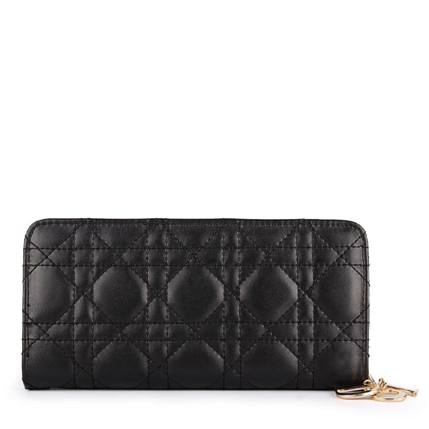 Lady Dior Flapped Quilted Wallet Black in Pakistan | Hitshop